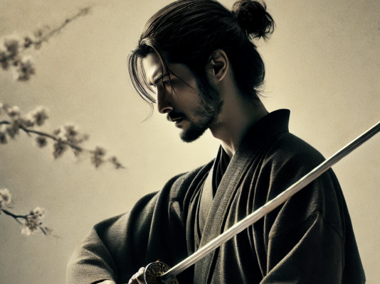 Sasaki Kojiro holding a katana